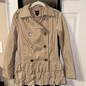 Express Beige Double-Breasted Trench Coat